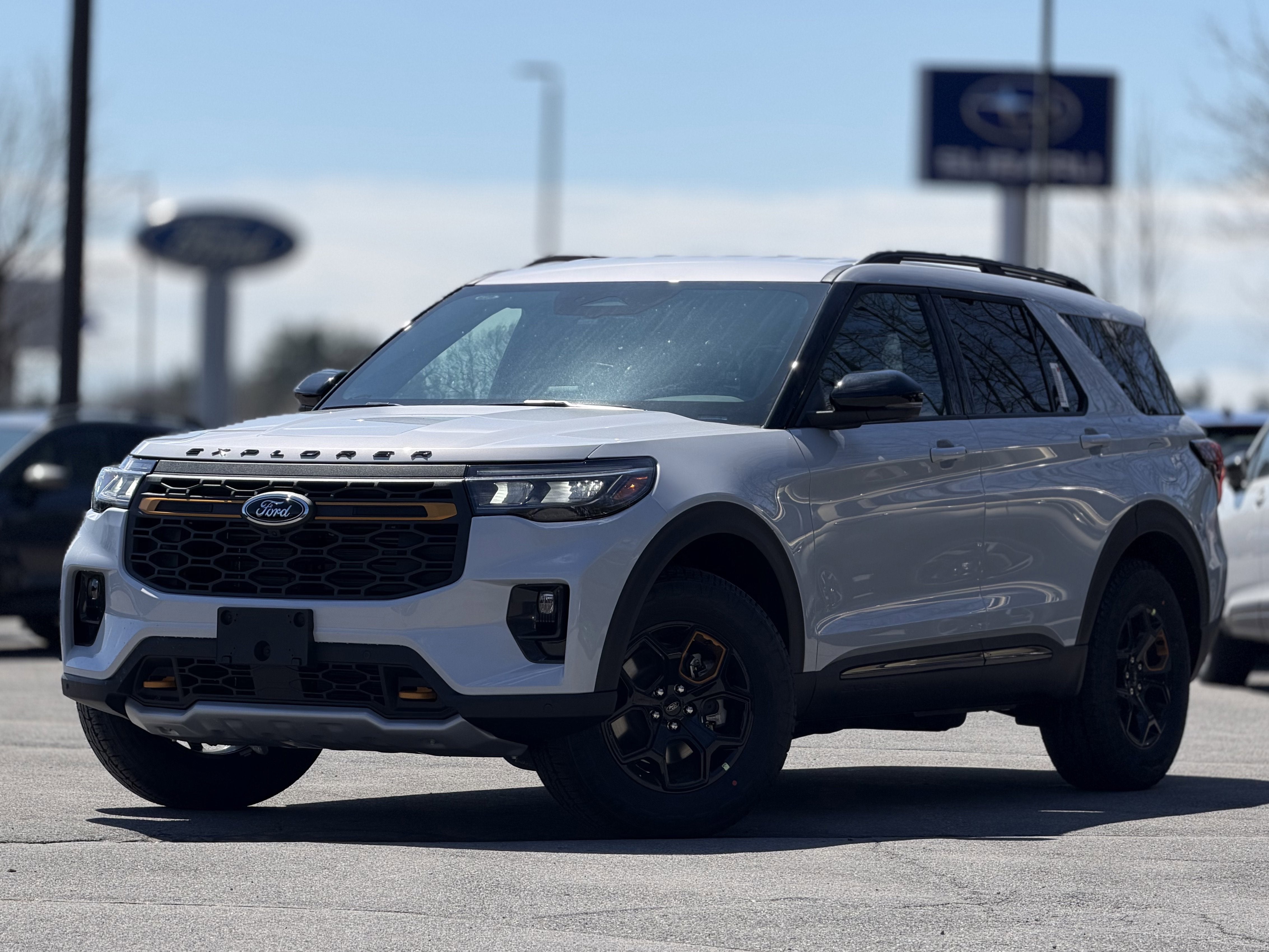 2026 Ford Explorer Tremor in Space White Metallic — front three-quarter view