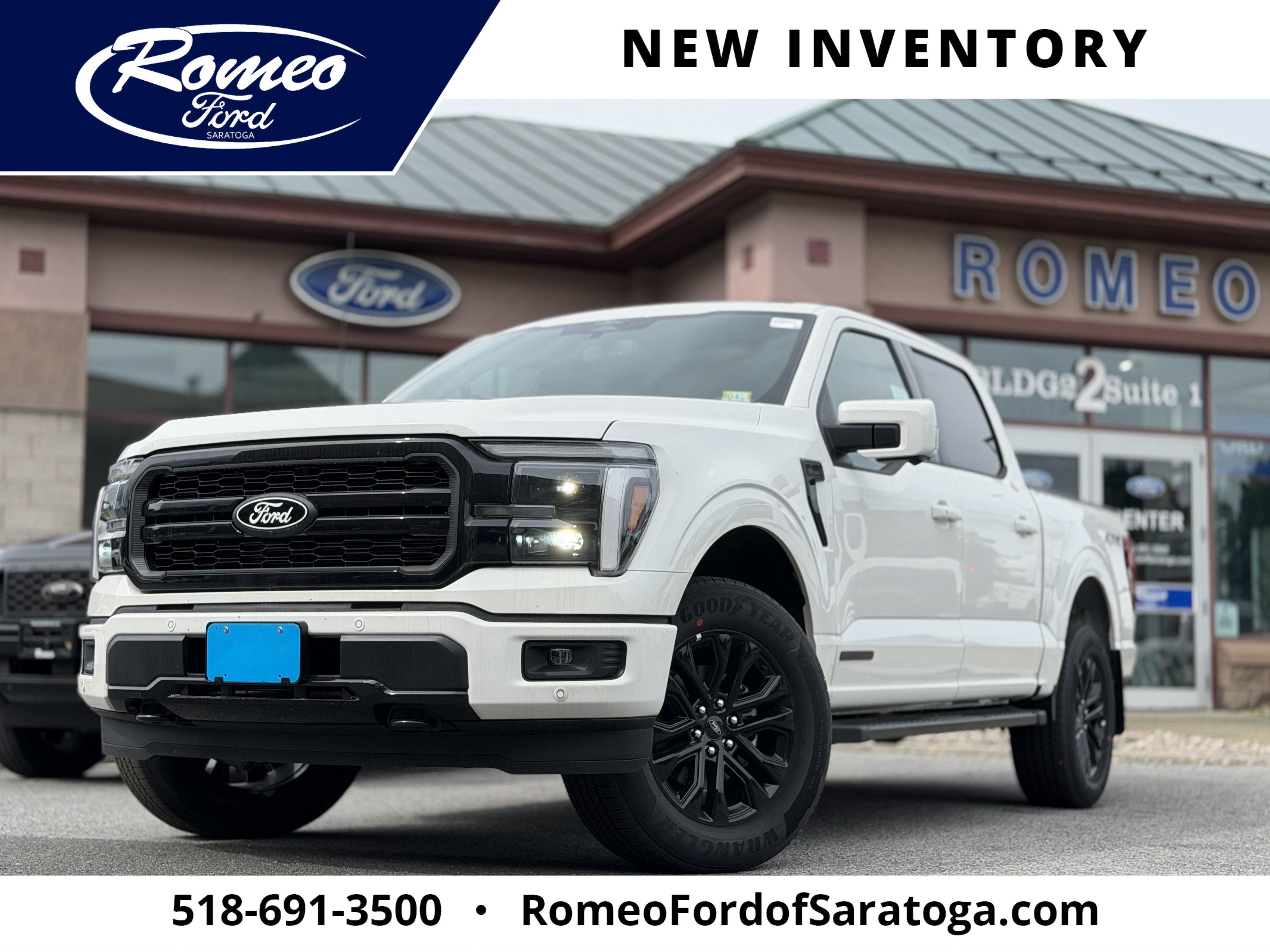 2026 Ford F-150 LARIAT in White — front three-quarter view