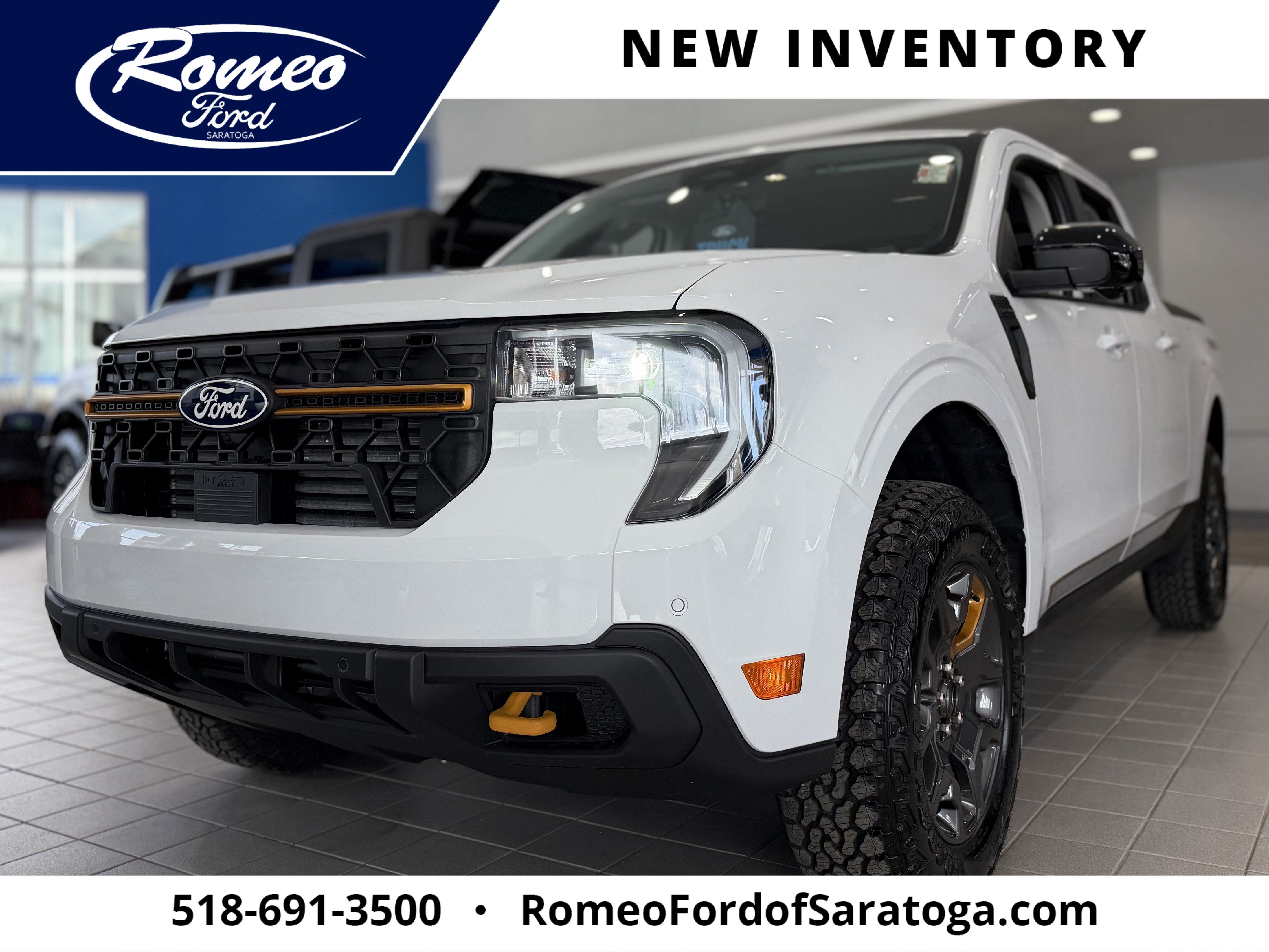 2026 Ford Maverick Tremor in White — front three-quarter view