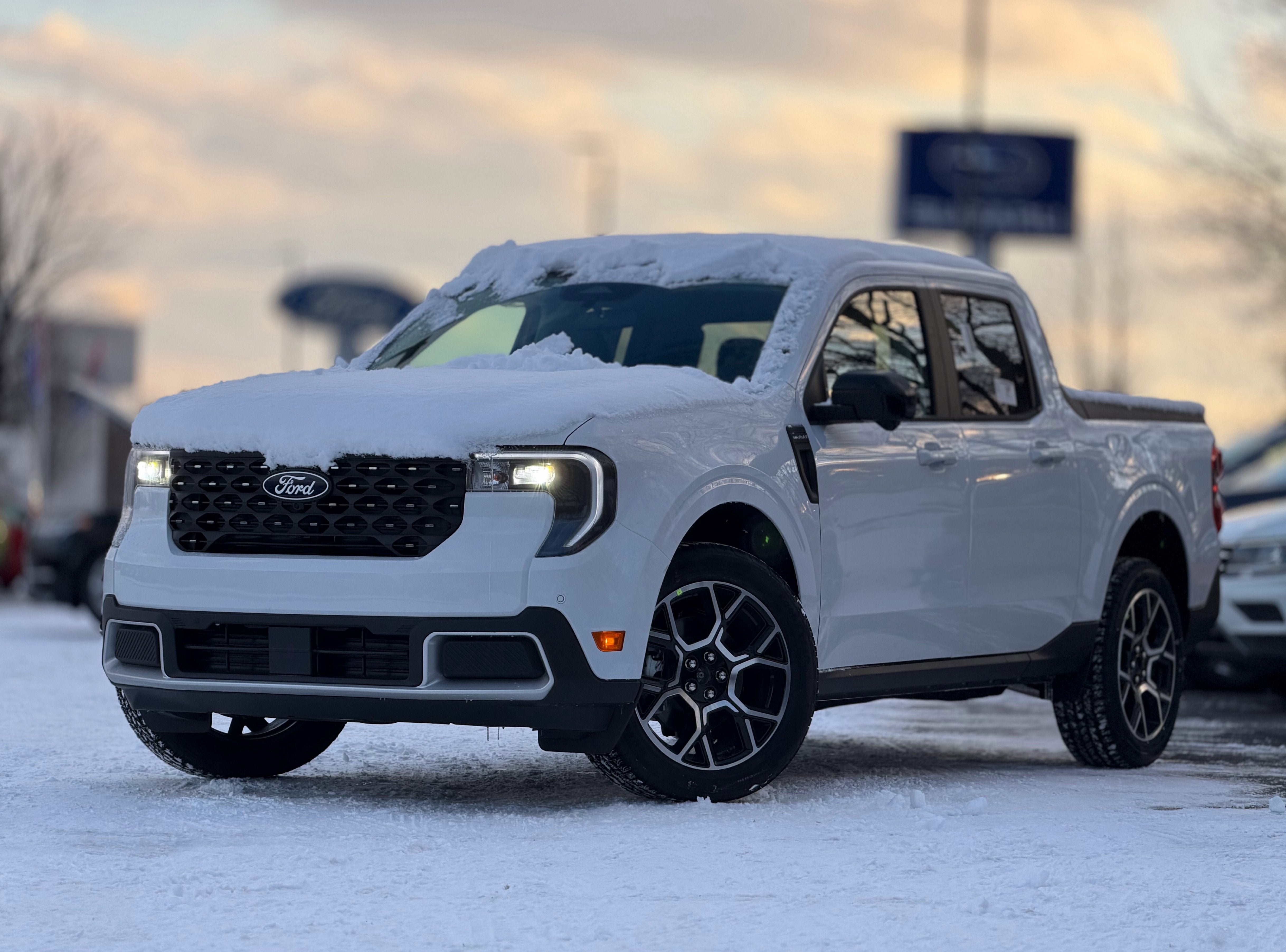 2026 Ford Maverick LARIAT in White — front three-quarter view
