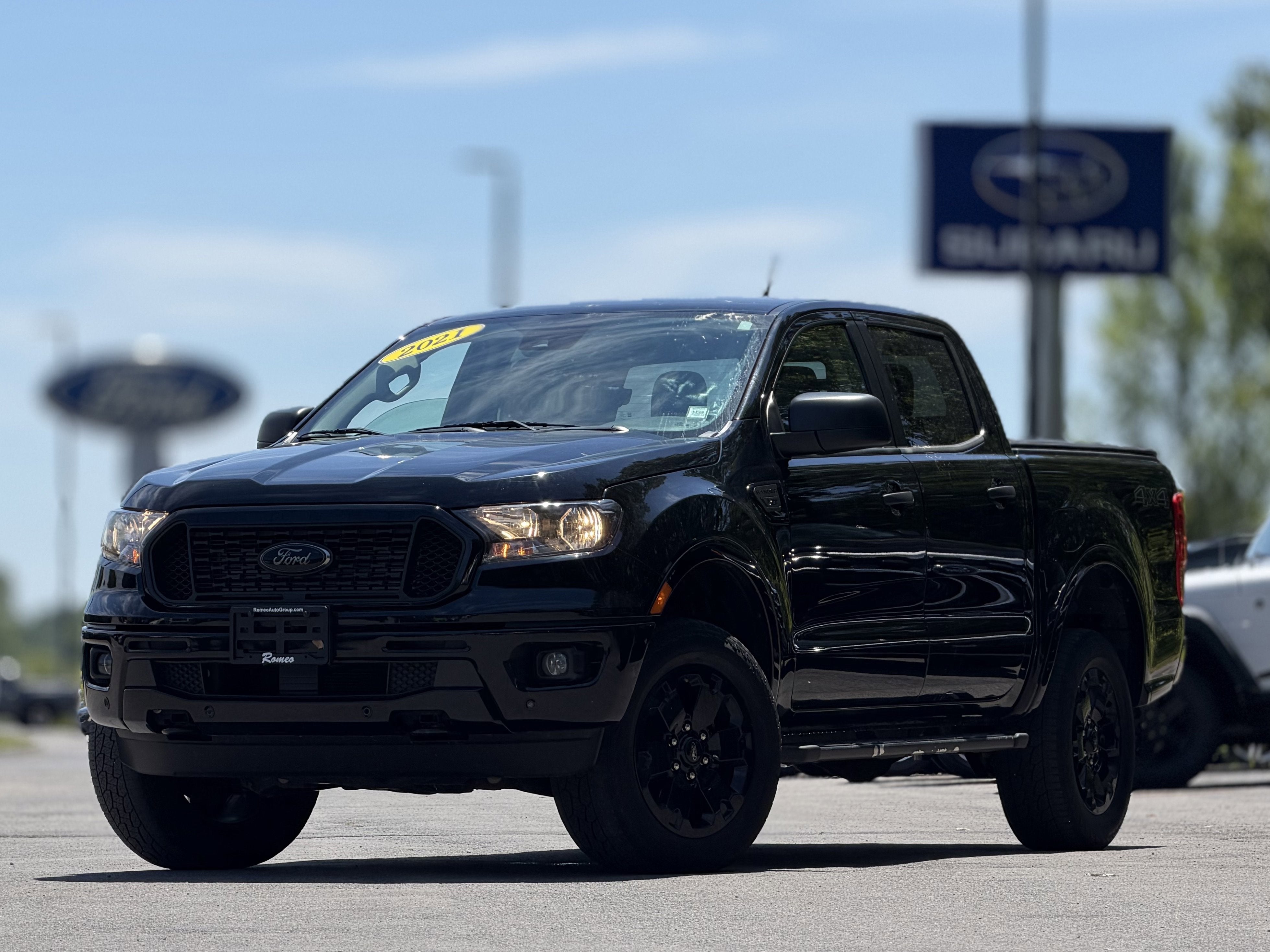 2021 Ford Ranger XLT in Shadow Black — front three-quarter view