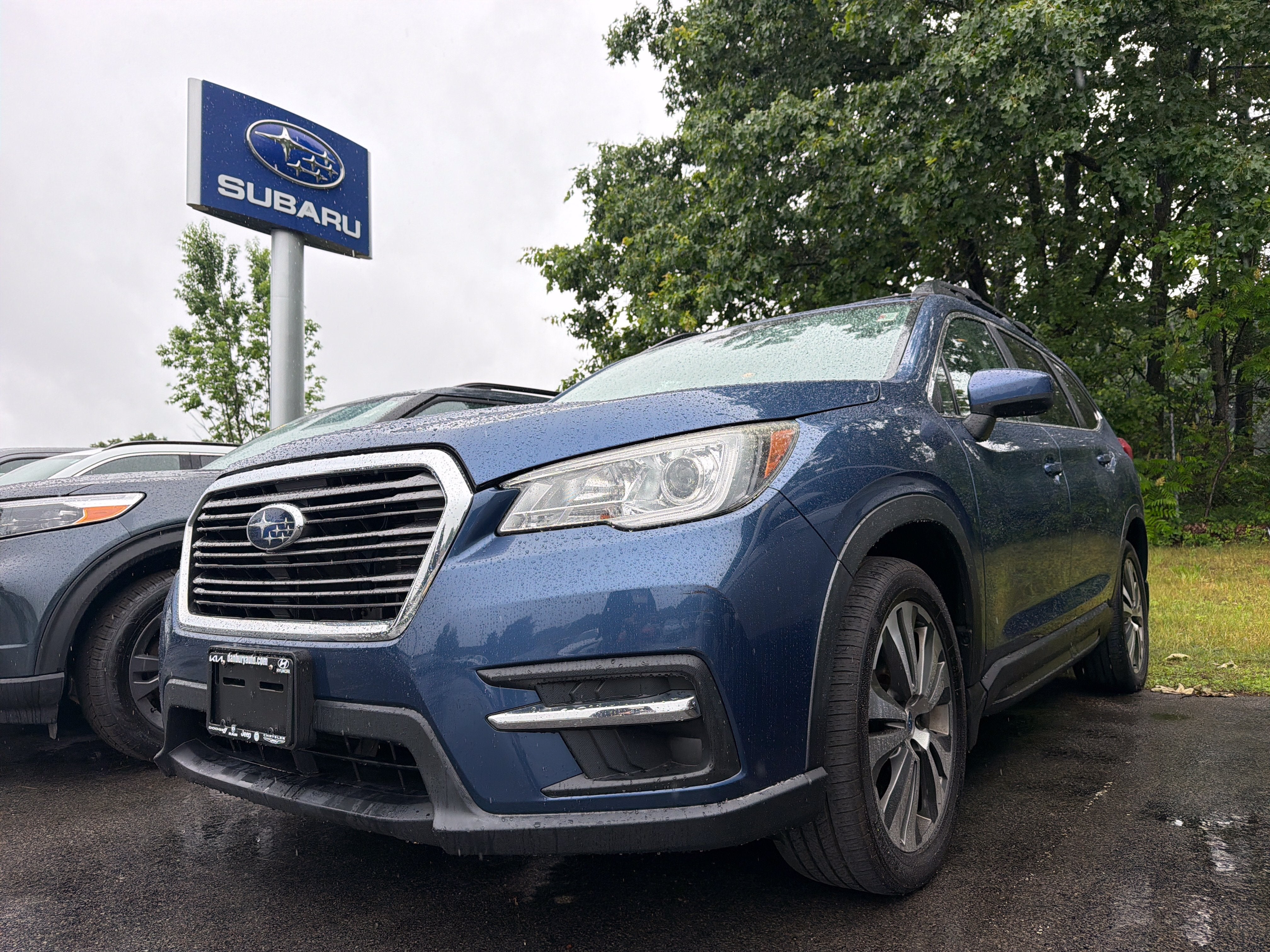 2019 Subaru Ascent Premium in Abyss Blue Pearl — front three-quarter view