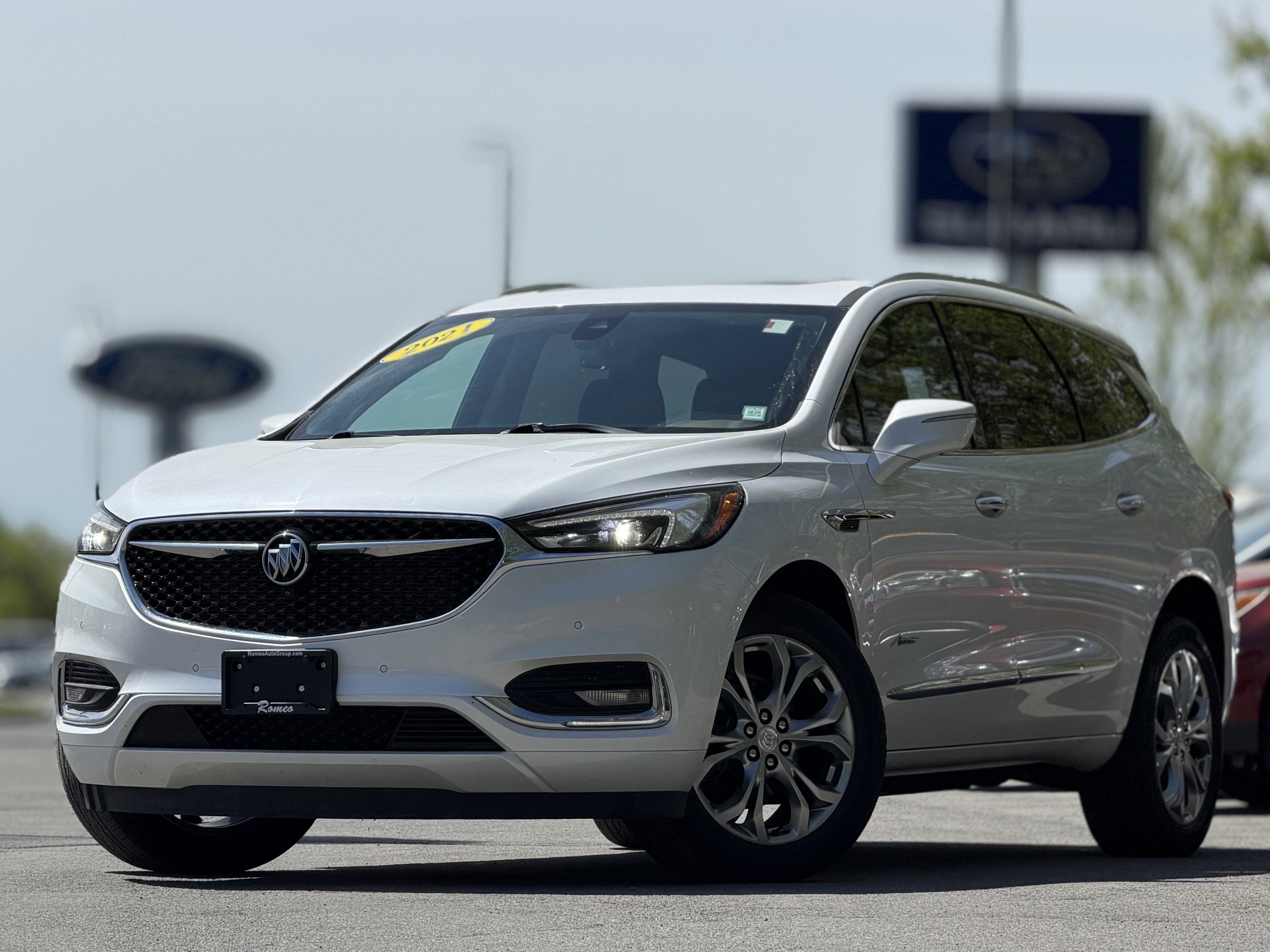 2021 Buick Enclave Avenir in White Frost Tricoat — front three-quarter view